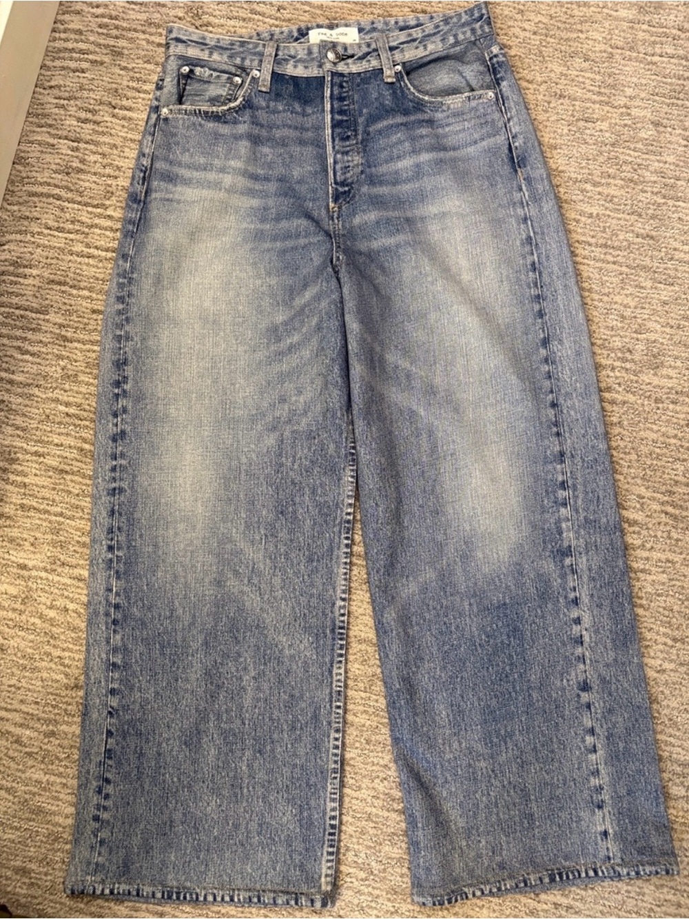 rag & bone Wide-Leg Jeans in Faded Blue Wash